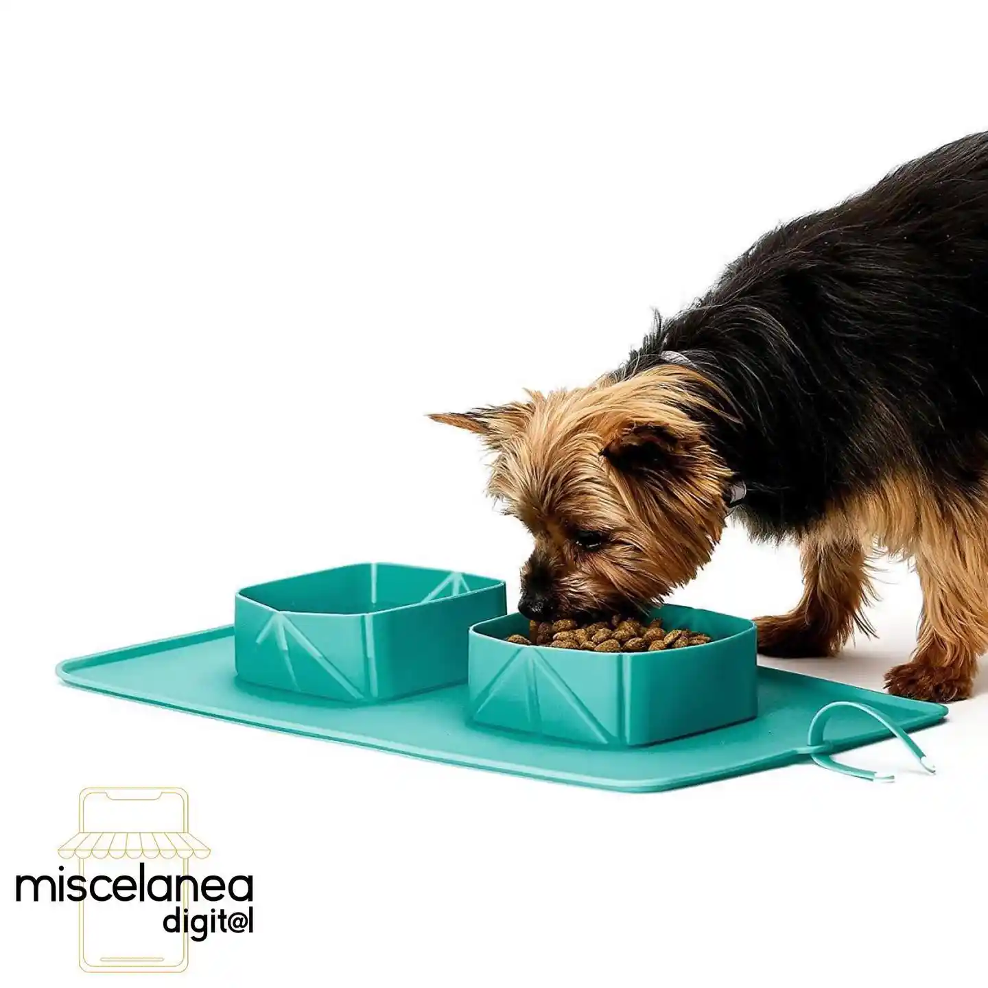 Comedero para mascotas con doble tazón-plegable de silicona